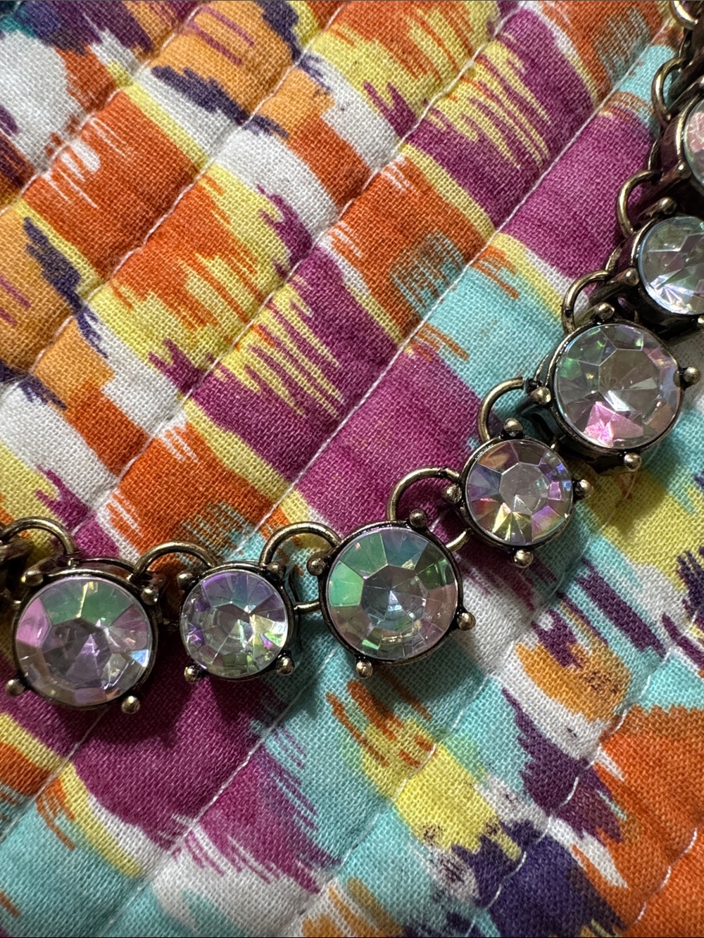 Rhinestone necklace abs and bronze tone 18”